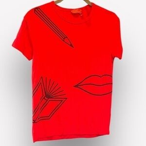 🐠Sonia Rykiel Paris Designer T-Shirt | Red & Black Graphic Tee | Luxury Fashion